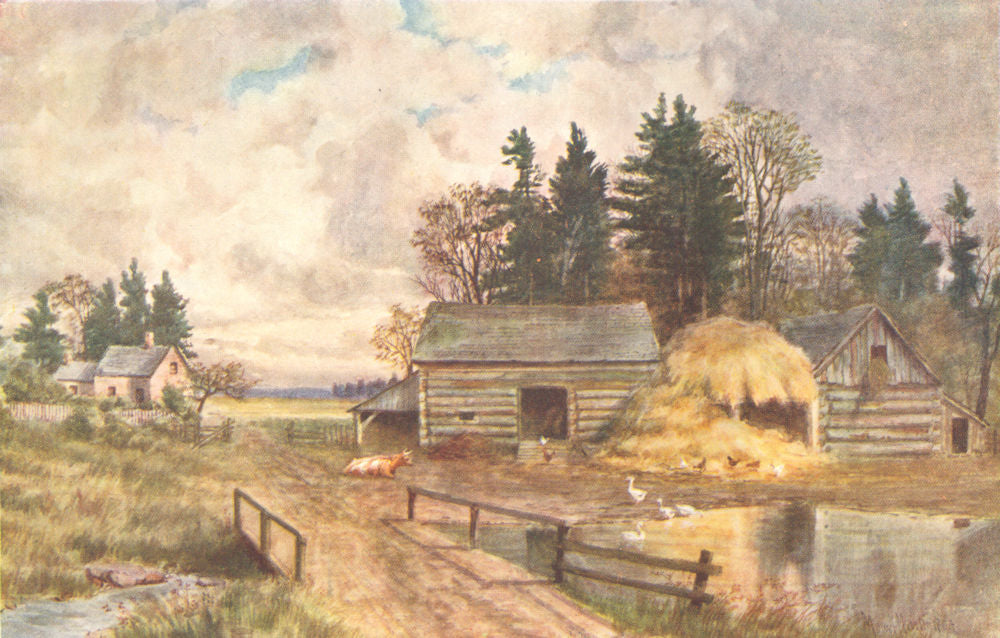 CANADA. Maritime Provinces. Old-fashioned farm, New Brunswick 1907 print